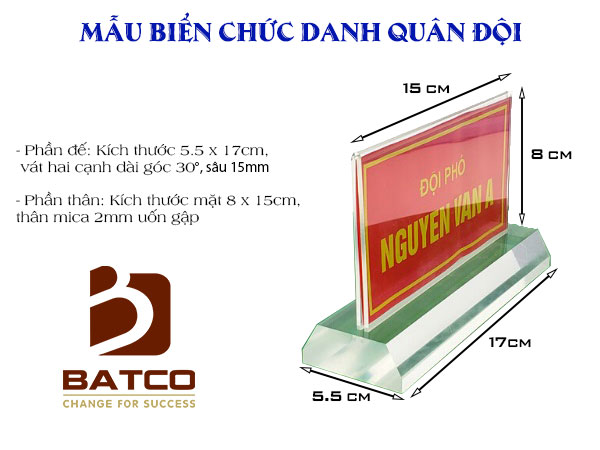 Biển chức danh quân đội để bàn 9