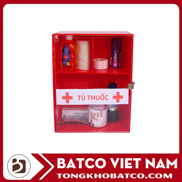Red acrylic first aid box