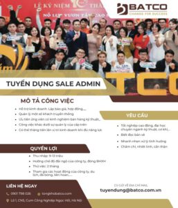 TUYỂN DỤNG SALE ADMIN LÀM VIỆC TẠI KCN NGỌC HỒI NĂM 2025